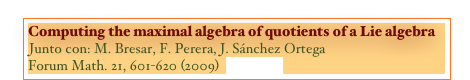 Computing the maximal algebra of quotients of a Lie algebra
Junto con: M. Bresar, F. Perera, J. Sánchez Ortega
Forum Math. 21, 601-620 (2009)  [PAPER]