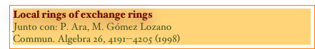 Local rings of exchange rings
Junto con: P. Ara, M. Gómez Lozano
Commun. Algebra 26, 4191--4205 (1998)