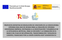 Resolución definitiva de la convocatoria Cátedras ENIA 2022