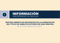 Proceso abierto de renovación de la acreditación del título de Graduado en Estudios de Asia Oriental