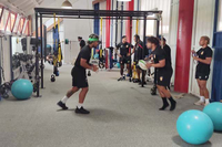 Los jugadores, en el gimnasio